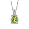 Thumbnail Image 0 of Cushion-Cut Peridot and White Topaz Framed Pendant in Sterling Silver