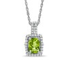 Thumbnail Image 0 of Cushion-Cut Peridot and White Topaz Framed Pendant in Sterling Silver