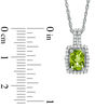 Thumbnail Image 1 of Cushion-Cut Peridot and White Topaz Framed Pendant in Sterling Silver