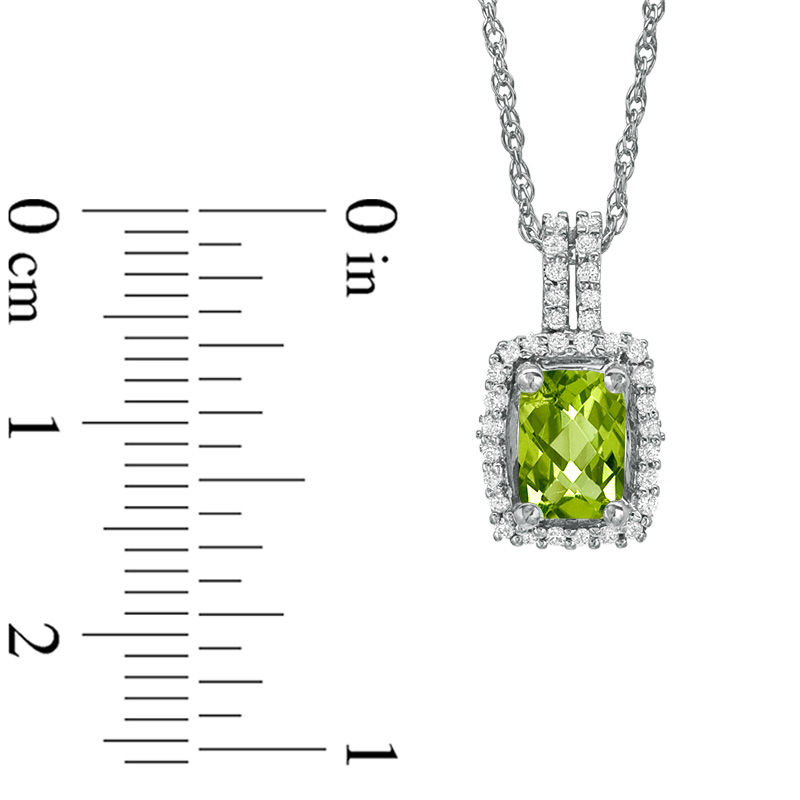 Cushion-Cut Peridot and White Topaz Framed Pendant in Sterling Silver ...