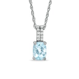 Cushion-Cut Aquamarine and White Topaz Pendant in Sterling Silver