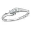 Thumbnail Image 0 of 1/6 CT. T.W. Diamond Three Stone Bypass Promise Ring in Sterling Silver