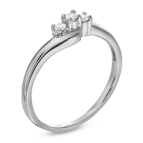 1/6 CT. T.w. Diamond Three Stone Bypass Promise Ring in Sterling Silver