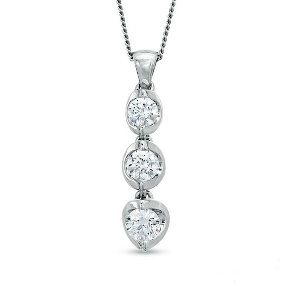 1/2 CT. T.w. Certified Canadian Diamond Three Stone Tension-Set Pendant in 14K White Gold (I/I2) - 17"