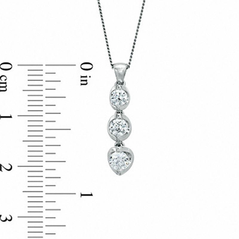 Main Image 2 of 1/2 CT. T.W. Certified Canadian Diamond Three Stone Tension-Set Pendant in 14K White Gold (I/I2) - 17"