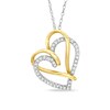 Thumbnail Image 1 of 1/7 CT. T.W. Diamond Double Heart Pendant in 10K Two-Tone Gold