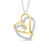 Thumbnail Image 0 of 1/7 CT. T.W. Diamond Double Heart Pendant in 10K Two-Tone Gold