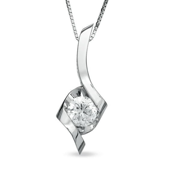 1 CT. Certified Diamond Sirena⢠Solitaire Pendant in 14K White Gold (I/I1)