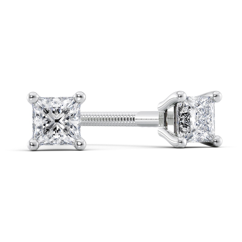 1/4 CT. T.W. Certified Princess-Cut Diamond Solitaire Stud Earrings in Platinum (I/VS2)