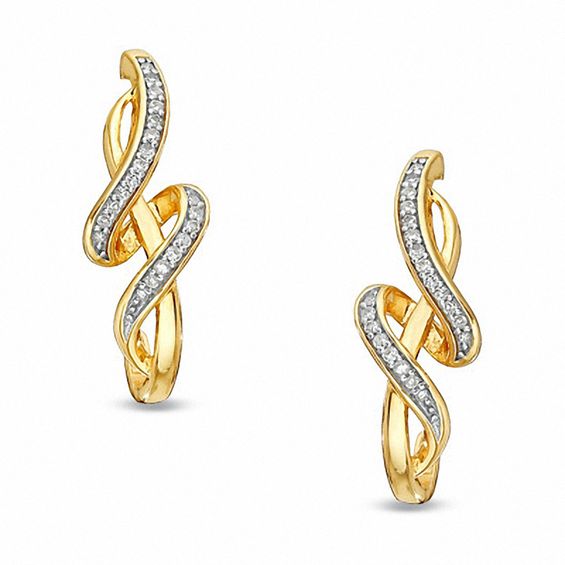 1/5 CT. T.w. Diamond Twist Drop Earrings in 10K Gold
