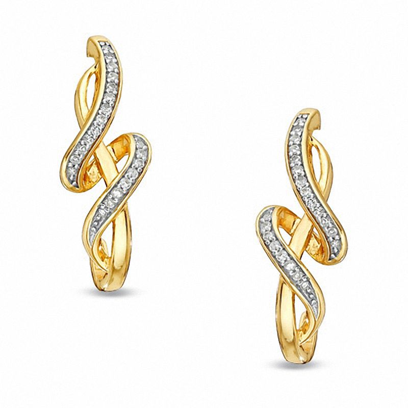 Main Image 1 of 1/5 CT. T.W. Diamond Twist Drop Earrings in 10K Gold