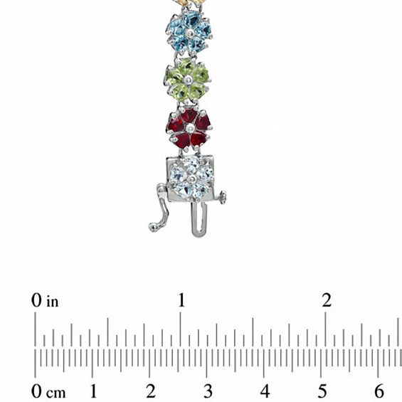 Multi-Gemstone Flower Bracelet in Sterling Silver - 7.25"