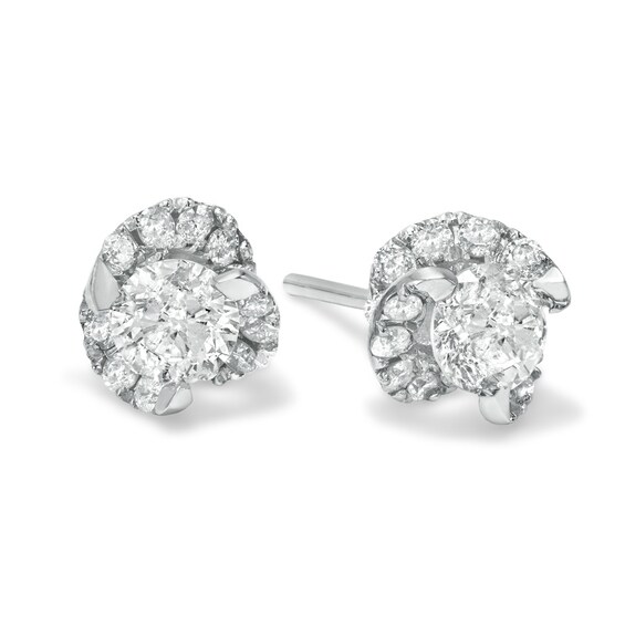 1 CT. T.w. Diamond Cyclone Stud Earrings in 14K White Gold