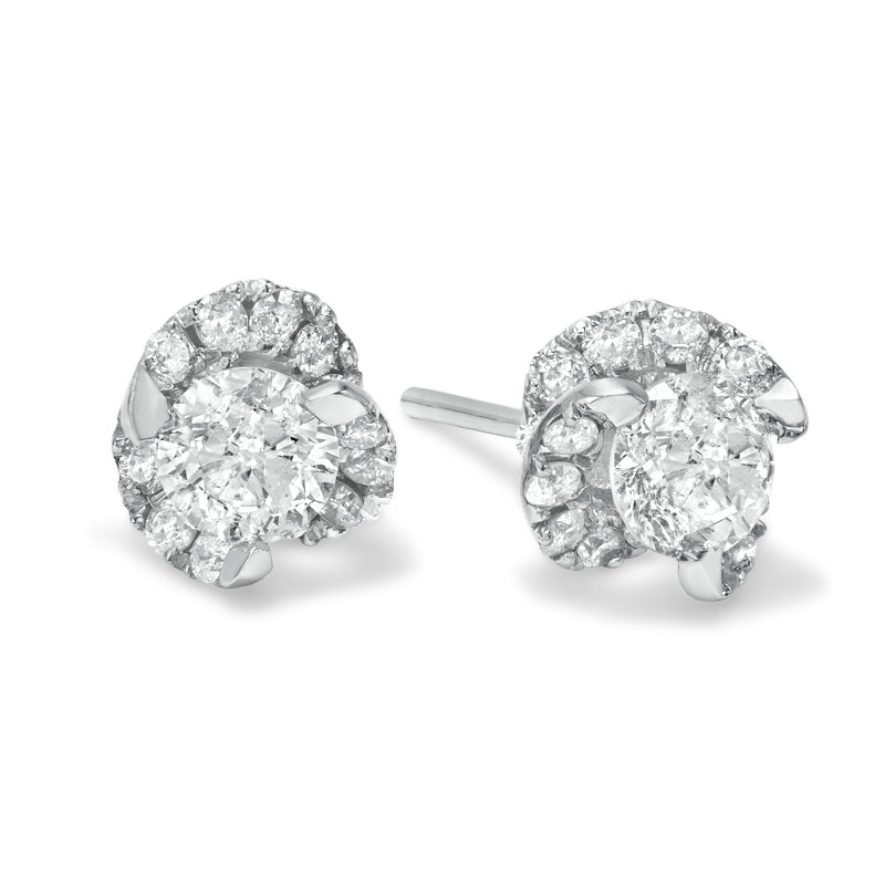 Main Image 1 of 1 CT. T.W. Diamond Cyclone Stud Earrings in 14K White Gold