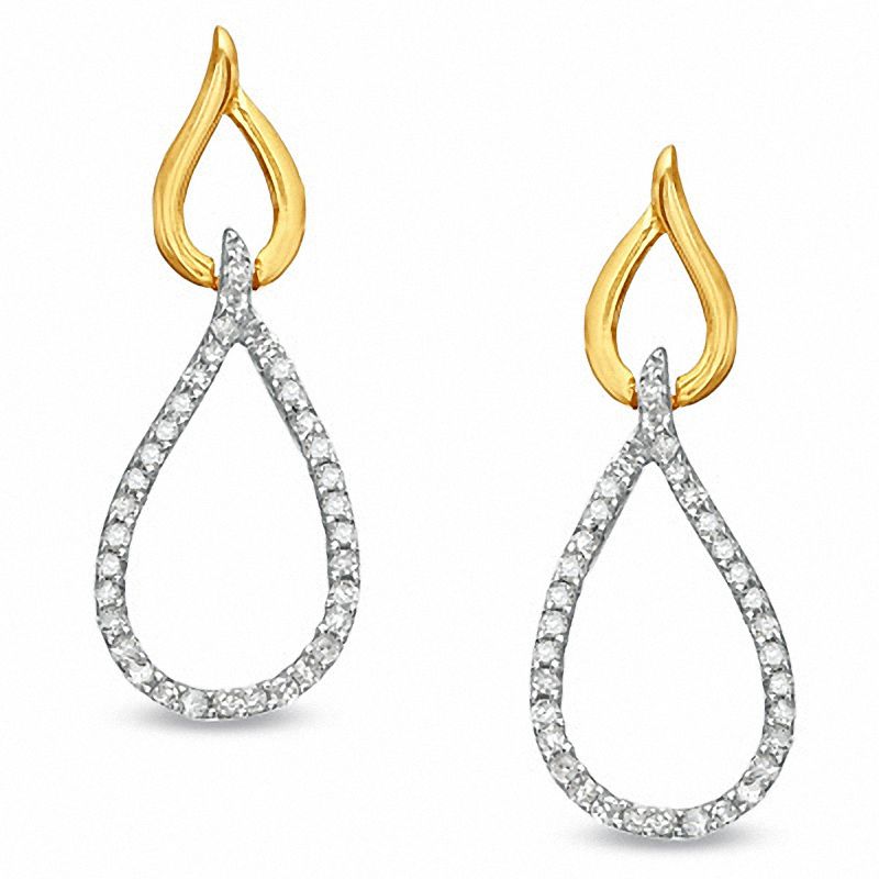 Main Image 1 of 1/5 CT. T.W. Diamond Double Teardrop Earrings in 10K Gold
