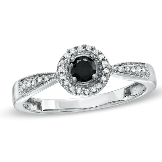 Black Mystique 1/4 CT. T.w. Enhanced Black and White Diamond Ring in 10K White Gold