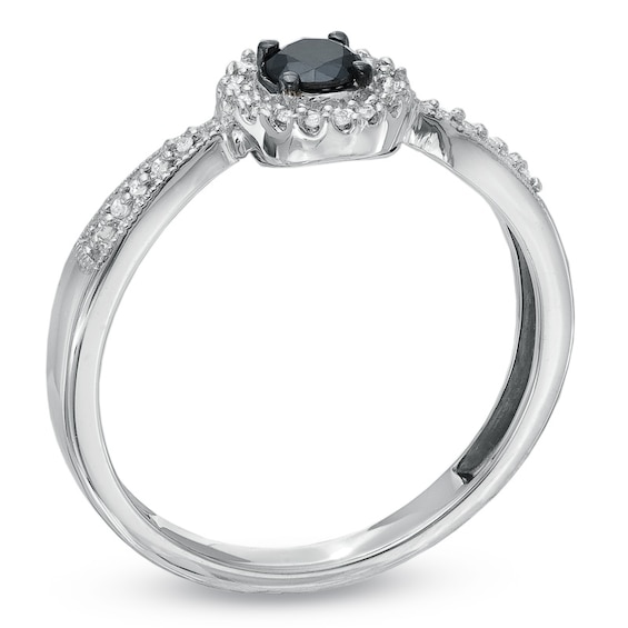 Black Mystique 1/4 CT. T.w. Enhanced Black and White Diamond Ring in 10K White Gold