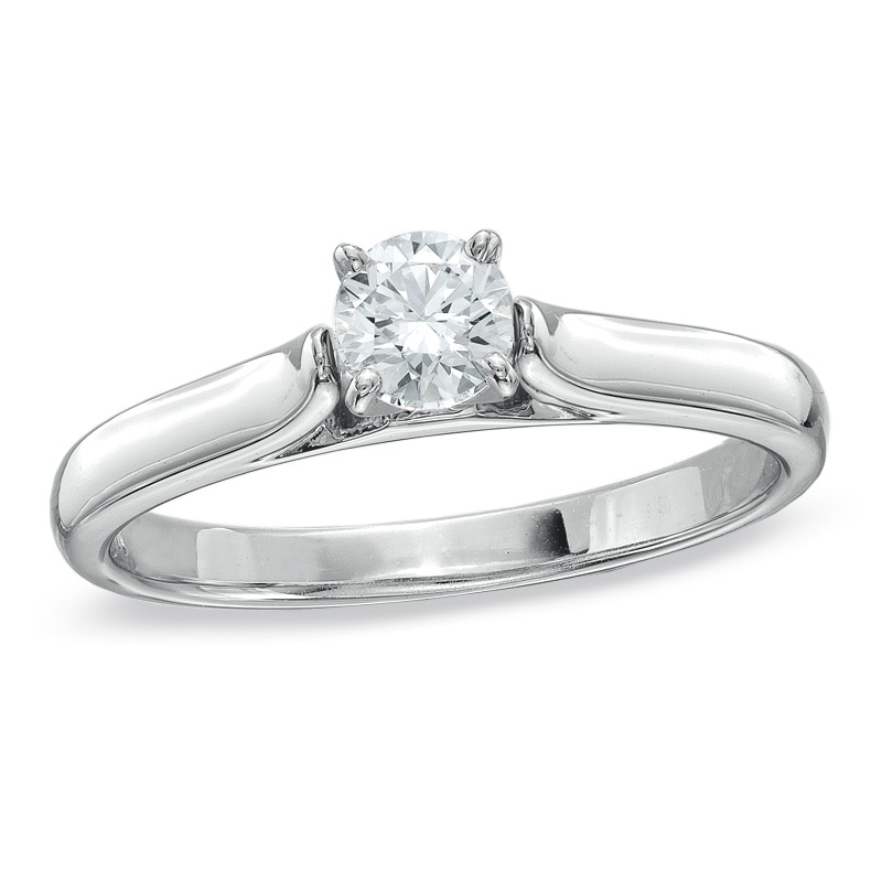 3/8 CT. Certified Diamond Solitaire Engagement Ring in 14K White Gold (F/I1)