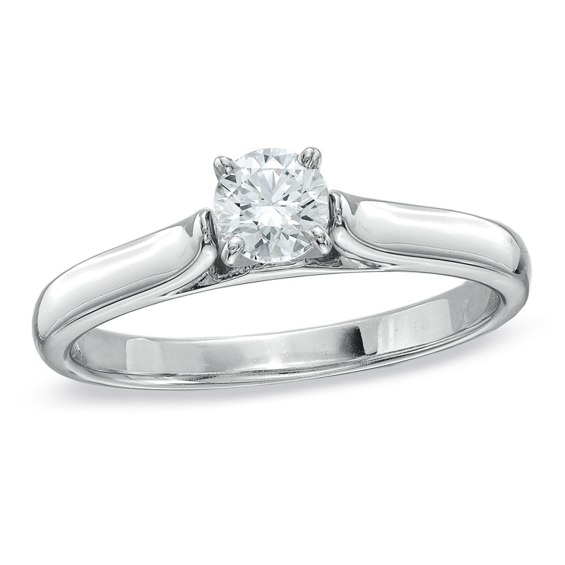 Main Image 1 of 3/8 CT. Certified Diamond Solitaire Engagement Ring in 14K White Gold (F/I1)