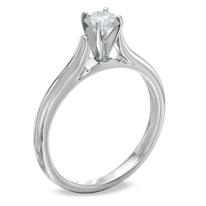 Main Image 2 of 3/8 CT. Certified Diamond Solitaire Engagement Ring in 14K White Gold (F/I1)