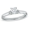 Thumbnail Image 1 of 3/8 CT. Certified Princess-Cut Diamond Solitaire Engagement Ring in 14K White Gold (F/I1)