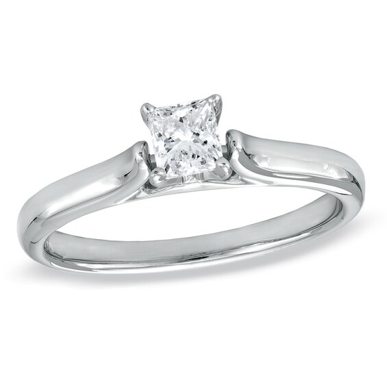 CT. Certified Princess-Cut Diamond Solitaire Engagement Ring in 14K White Gold (F/I1