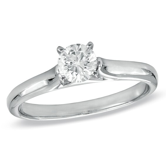1/2 CT. Certified Colorless Diamond Solitaire Engagement Ring in 14K White Gold (F/I1)
