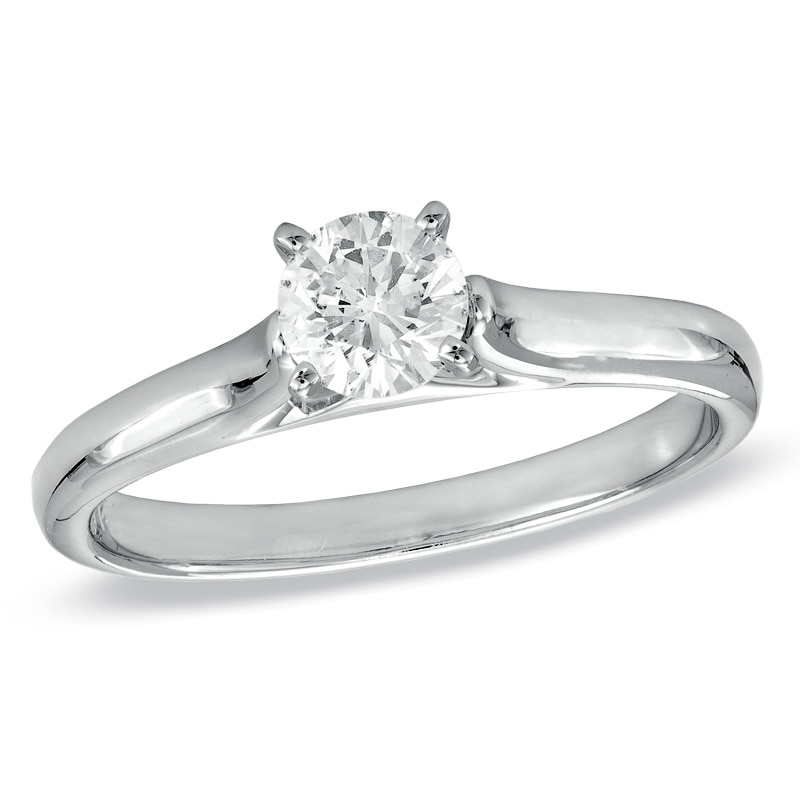 Main Image 1 of 1/2 CT. Certified Colorless Diamond Solitaire Engagement Ring in 14K White Gold (F/I1)