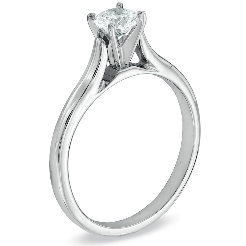 Main Image 2 of 1/2 CT. Certified Colorless Diamond Solitaire Engagement Ring in 14K White Gold (F/I1)