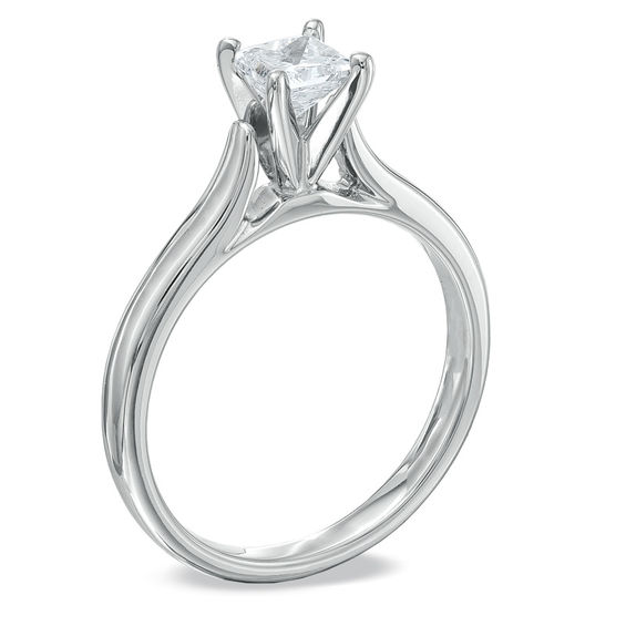 1/2 CT. Certified Princess-Cut Diamond Solitaire Engagement Ring in 14K White Gold (F/I1)