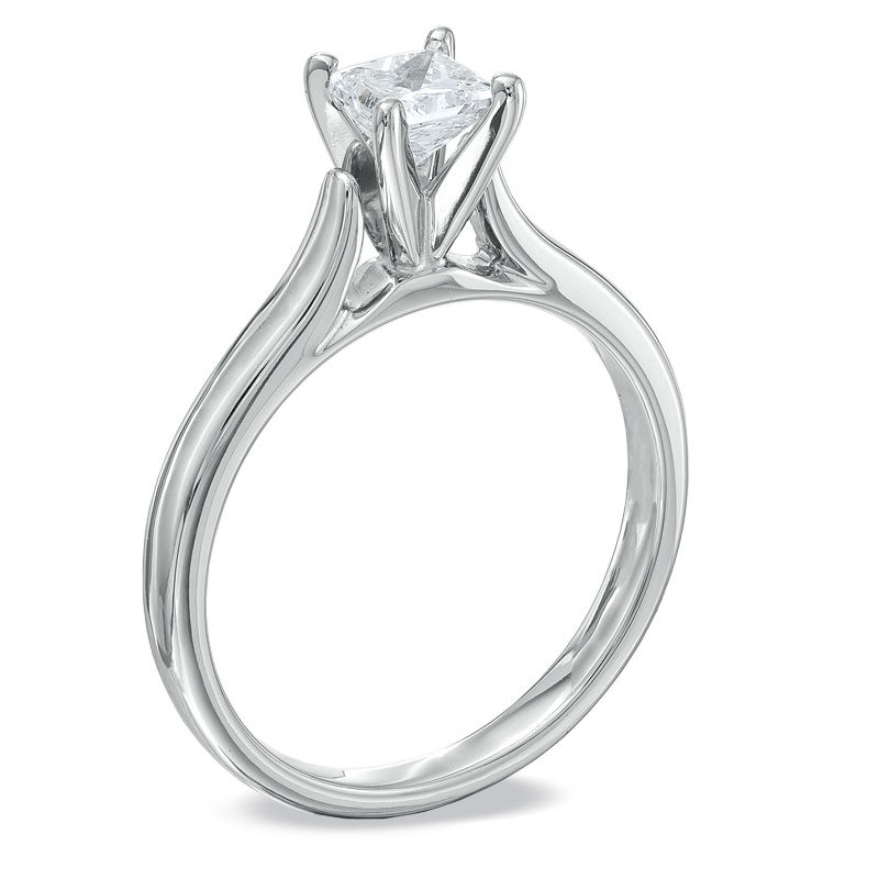 Main Image 2 of 1/2 CT. Certified Princess-Cut Diamond Solitaire Engagement Ring in 14K White Gold (F/I1)