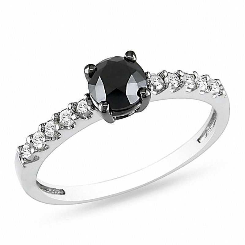 schoner George Hanbury Huiswerk maken 1 CT. T.W. Enhanced Black and White Diamond Engagement Ring in 10K White  Gold | Zales