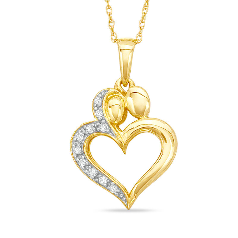 Diamond Accent Motherly Love Pendant in 10K Gold