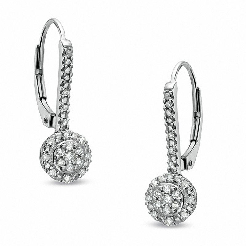 Main Image 1 of 1/4 CT. T.W. Multi-Diamond Drop Earrings in 10K White Gold