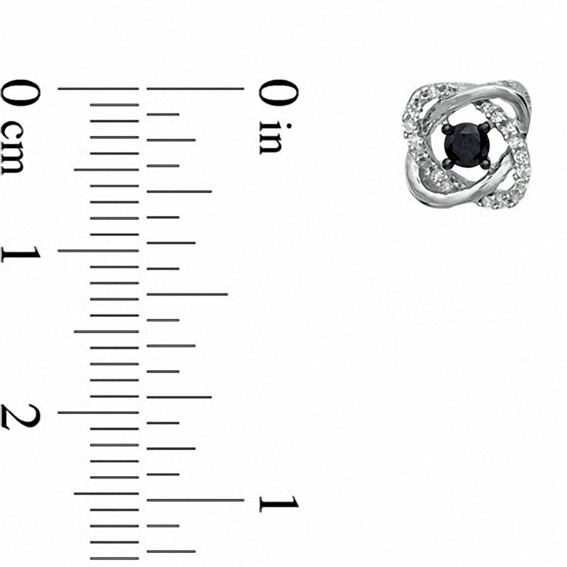 Main Image 2 of 1/4 CT. T.W. Enhanced Black and White Diamond Orbit Stud Earrings in 10K White Gold
