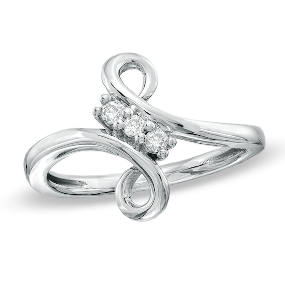 Diamond Accent Three Stone Figure Eight Ring in 10K White Gold