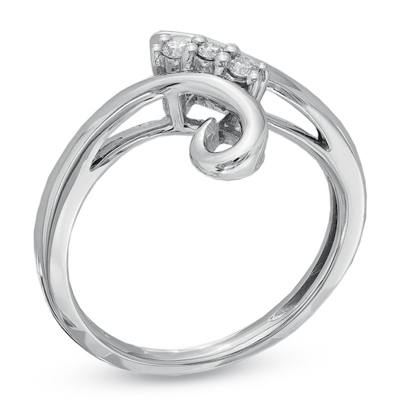 Diamond Accent Three Stone Figure Eight Ring in 10K White Gold