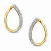 Thumbnail Image 1 of 1/3 CT. T.W. Diamond Pavé Eclipse Hoop Earrings in 14K Gold