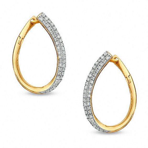 1/3 CT. T.w. Diamond PavÃ© Eclipse Hoop Earrings in 14K Gold