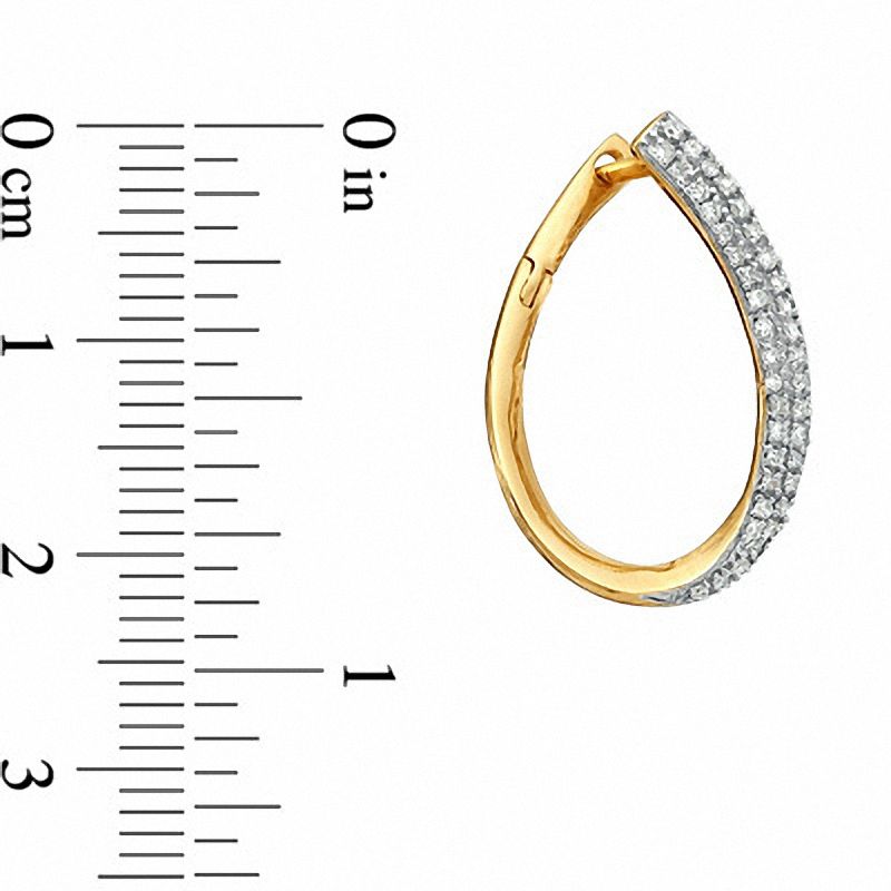 Main Image 2 of 1/3 CT. T.W. Diamond Pavé Eclipse Hoop Earrings in 14K Gold