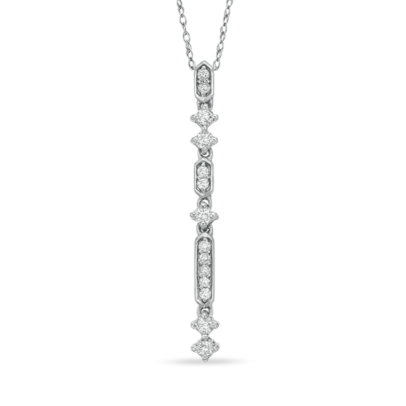 Main Image 1 of 1/4 CT. T.W. Diamond Dangle Pendant in 10K White Gold
