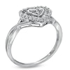 Thumbnail Image 2 of 1/4 CT. T.W. Baguette and Round Diamond Heart Ring in 10K White Gold