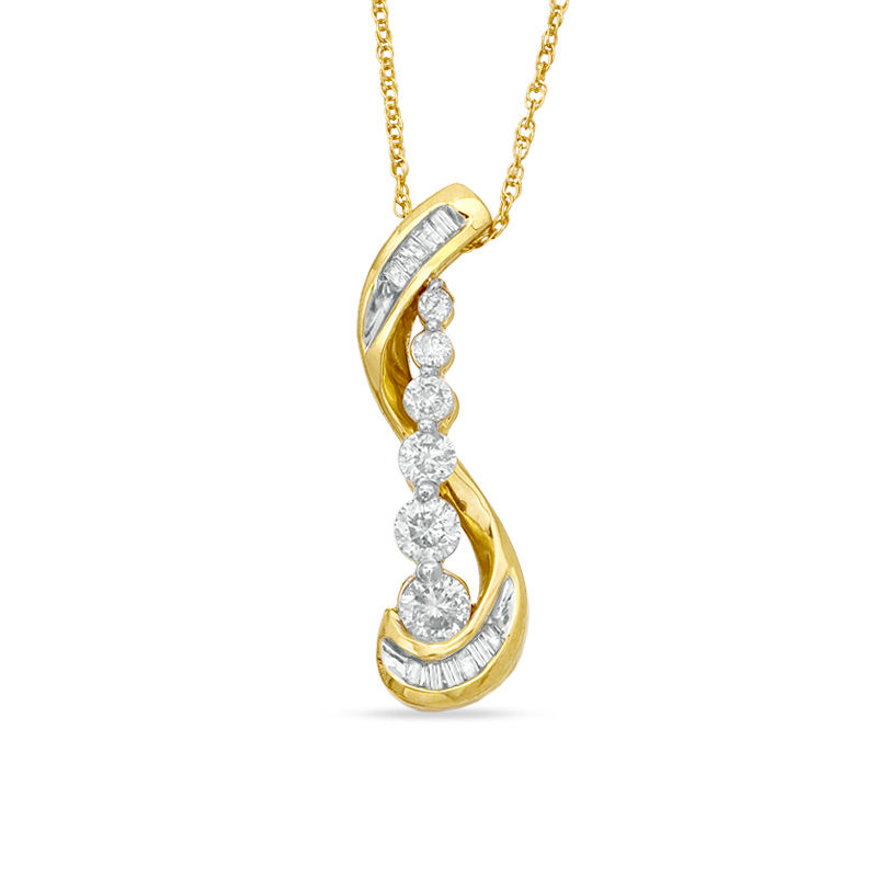 Main Image 1 of 3/8 CT. T.W. Journey Diamond Pendant in 10K Gold