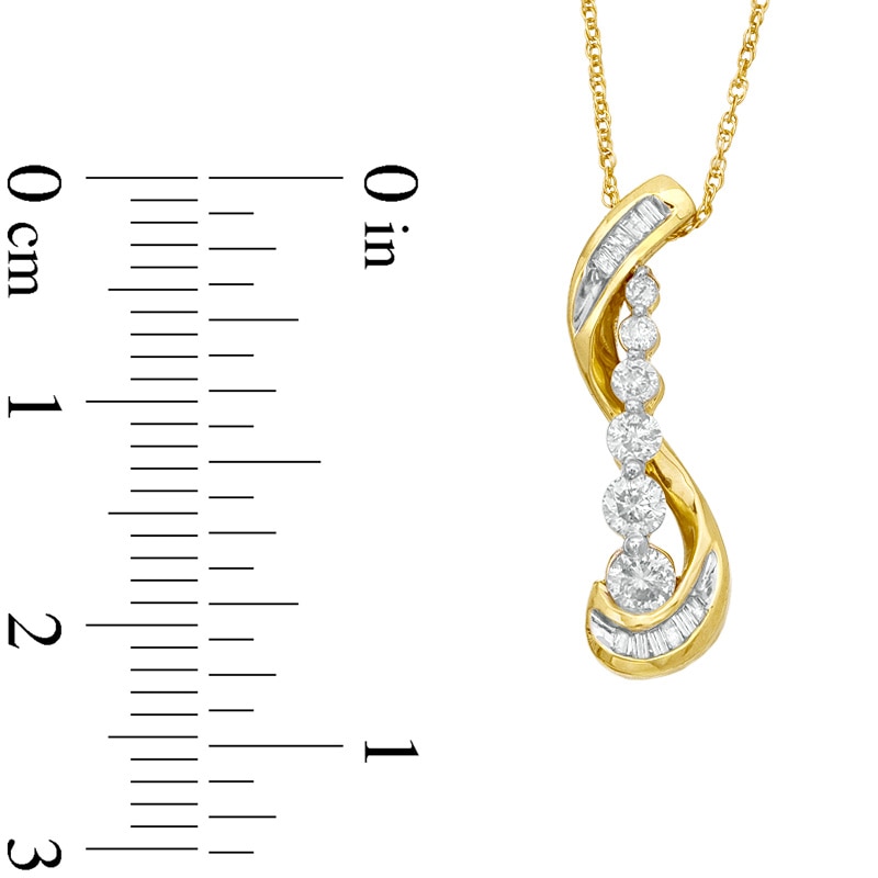 Main Image 2 of 3/8 CT. T.W. Journey Diamond Pendant in 10K Gold
