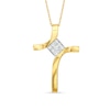 Thumbnail Image 0 of 1/5 CT. T.W. Princess-Cut Diamond Cross Pendant in 10K Gold