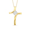 Thumbnail Image 1 of 1/5 CT. T.W. Princess-Cut Diamond Cross Pendant in 10K Gold