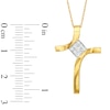 Thumbnail Image 1 of 1/5 CT. T.W. Princess-Cut Diamond Cross Pendant in 10K Gold