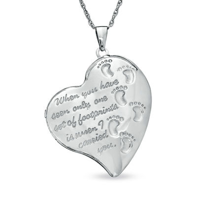 Silver tone Aluminum Names or Initials Footprints Mother's 3/4" Heart Necklace 