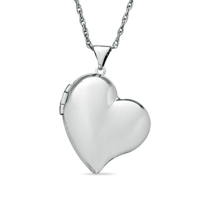Tilted Heart Locket in Sterling Silver 
