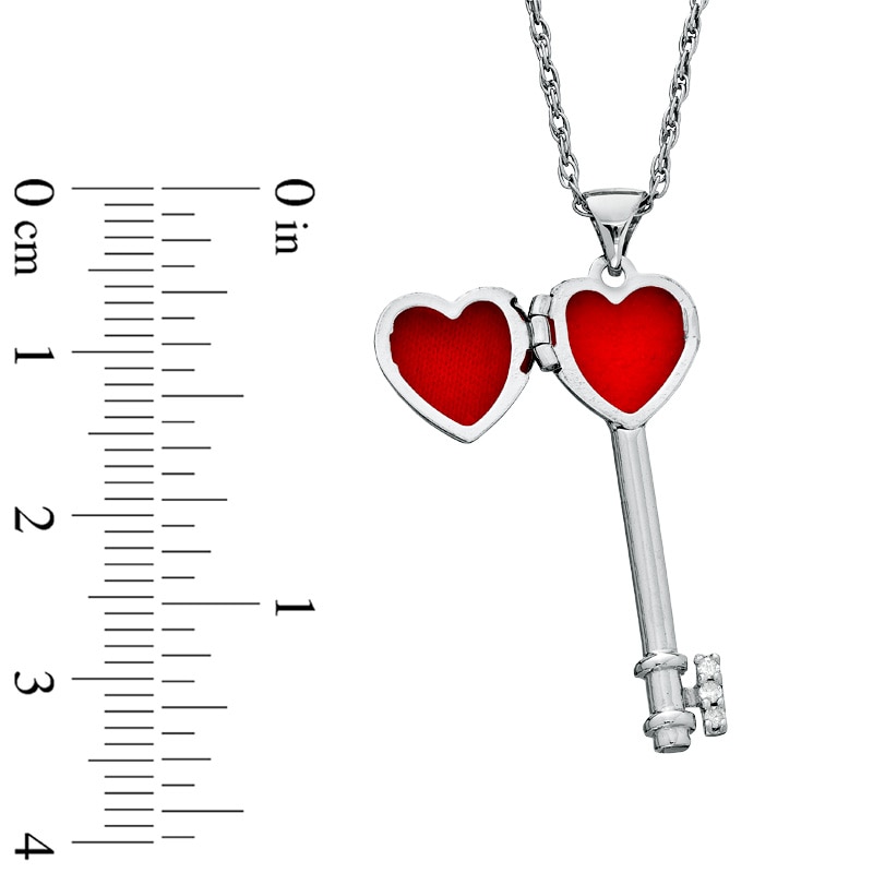 Diamond Accent Heart Key Locket in Sterling Silver